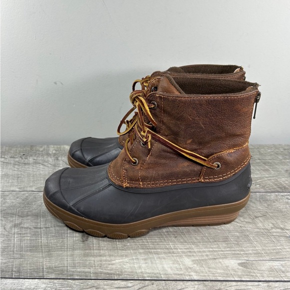 Sperry Duck Waterproof Rubber Saltwater Core Zip Up Women Leather Rain Boots 7.5 - Picture 5 of 9